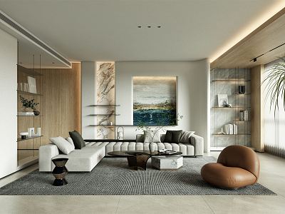 Modern Living Room Living Room Sofa Set Sofa Background Wall Decorations Wall Decorations Coffee Table model