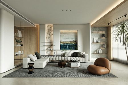 Modern Living Room Living Room Sofa Set Sofa Background Wall Decorations Wall Decorations Coffee Table 3d model