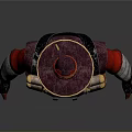 3D Model of Adventurer in Red Outfit With Wide Brimmed Hat and Strapped Gear