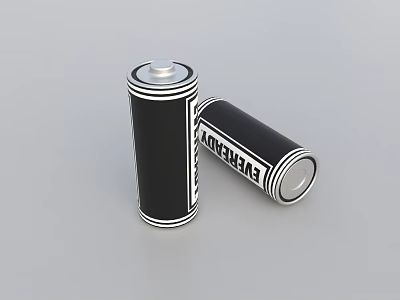 Black Silver Energy Batteries with Cylindrical Shape for Daily Electrical Devices 3d model