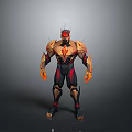 Sci Fi Warrior Character Design With Black Red Gold Armor And Glowing Elements