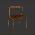 Modern Minimalist Single Chair with Wooden Frame and Brown Seat Surface