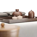 Elegant Massage Bed with Soft Linen Sheets Pillow and Wooden Tray Cups