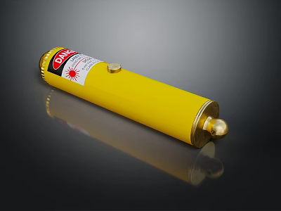 Yellow Pen With Coke Logo Red Label Golden Cap And Tip On Black Background 3d model