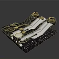 Various Black And Silver Wrenches Stacked Together On Dark Surface 3d model