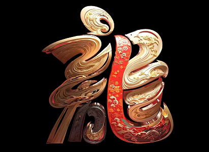 Dragon Year Beauty Chen Long Character Iron Art Carving 3d model