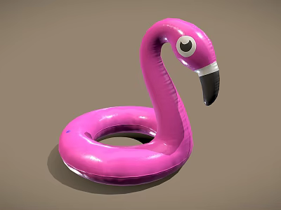 Bright Pink Flamingo Shaped Inflatable Swimming Ring for Summer Pool Use 3d model