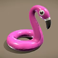 Bright Pink Flamingo Shaped Inflatable Swimming Ring for Summer Pool Use
