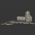 Golden Decorated Architectural Structure With Spire And Stone Steps On Rocky Terrain