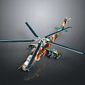 Camouflage Helicopter With Multiple Rotors And Detailed Modern Body Structure