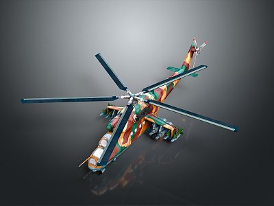 Modern Helicopter Gunship Helicopter Aircraft Gunship Combat Helicopter 3d model