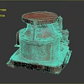 Rusty Red Industrial Equipment With Circular Top And Bolted Base Structure
