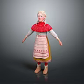 Cute Child Doll In Traditional Costume With Red Top Pink Apron Yellow Skirt And Braids