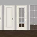 White Hinged Interior Doors with Various Designs Simple Lines Glass Panels and Handles 3d model