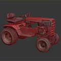 Red Functional Tractor with Black Seat Steering Wheel and Heavy Duty Tires