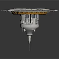 Space Station Component Featuring Circular Platform Extended Modules And Base Support