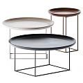 Modern Round Tray Design Dining Tables With Various Colors And Metal Frames 3d model