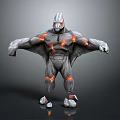 Grey Body Red Flame Pattern Standing Pose Decorative Figurine Toy With Open Arms