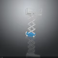 Blue Mobile Scissor Lift Equipment With White Guardrails And Wheels