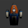 3D Rocket Model In Blue Orange Colors With Multiple Thrusters For Space Exploration