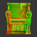 Classical Stone Chair With Lion Head Armrests Carved Backrest And Fringed Seat