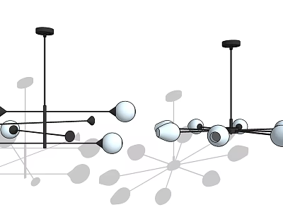 Modern Chandelier Design With Geometric Metal Structure And Glass Sphere Accents For Interior Lighting 3d model