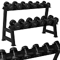 Sports Equipment Black Dumbbell Rack With Organized Dumbbells For Gym Training