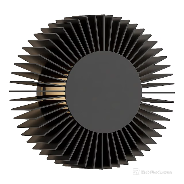 Stylish Modern Black Wall Light With Radial Circular Sleek Geometric Design 3d model