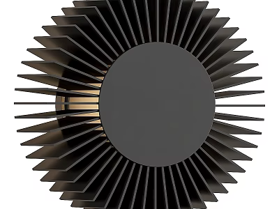 Stylish Modern Black Wall Light With Radial Circular Sleek Geometric Design 3d model