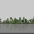 Green Plants And Modern Architectural Models On Smooth Surface With Reflection 3d model
