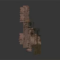 Ancient Ruined Brick Building With Wooden Beam Structure And Broken Walls