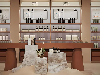 Luxury Mall Store With Wine Bottles Display Shelves And Marble Stands 3d model