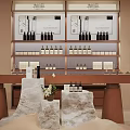 Luxury Mall Store With Wine Bottles Display Shelves And Marble Stands