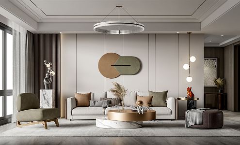 Light Luxury Living Room Living Room Sofa Coffee Table Combination 3d model