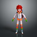 Man With Red Hair Wearing White And Orange Outfit Green Gloves And Backpack