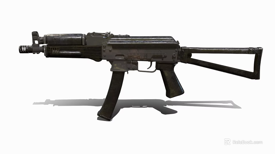 Classic Military Assault Rifle With Black Metal Body And Detachable Magazine 3d model 