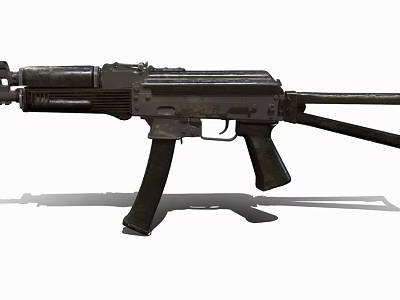 Classic Military Assault Rifle With Black Metal Body And Detachable Magazine 3d model