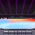 Stage With Colorful Lights Background Screen And 2023 Stepping Into The Future Texts