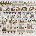 Modern Banquette Sofa Designs With Various Shapes And Dining Tables And Plants