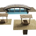 ancient architecture japanese arch bridge japanese wooden bridge ancient wooden bridge japanese ancient well 3d model