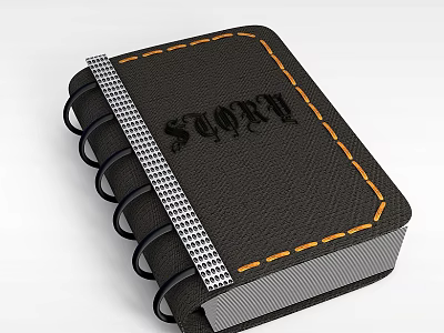 Black Locker With Orange Stitching And Gray Base Design Features 3d model