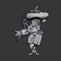 Futuristic Robot Character With Silver Body Transparent Parts Blue Glowing Arms And Antenna