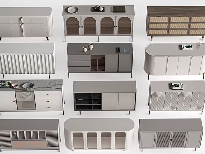 Modern Entryway Cabinet And Side Cabinet Design With Storage Drawers Open Shelves And Sleek Doors 3d model
