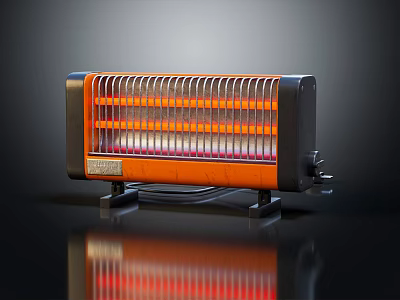Electric Heater With Orange Black Design And Efficient Heating Elements 3d model