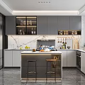 Modern Kitchen Interior Design With Open Layout Island Counter Marble Surfaces And Cabinets