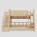 Wooden Bunk Bed With Ladder Drawers And Upper Lower Bed Frames Design 3d model