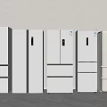White Refrigerators and Freezers Display Various Modern Styles and Designs 3d model