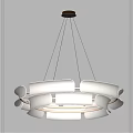 Modern White Chandelier With Curved Shades For Contemporary Interior Lighting