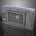 Modern Gray Textured Household Item Featuring Rectangular Structure Grille Design And Circular Element 3d model
