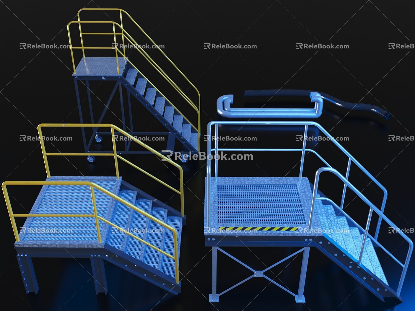 Staircase Steel Staircase Laboratory Equipment Tools Sci-Fi Scene Secret Laboratory Underground Research Institute model